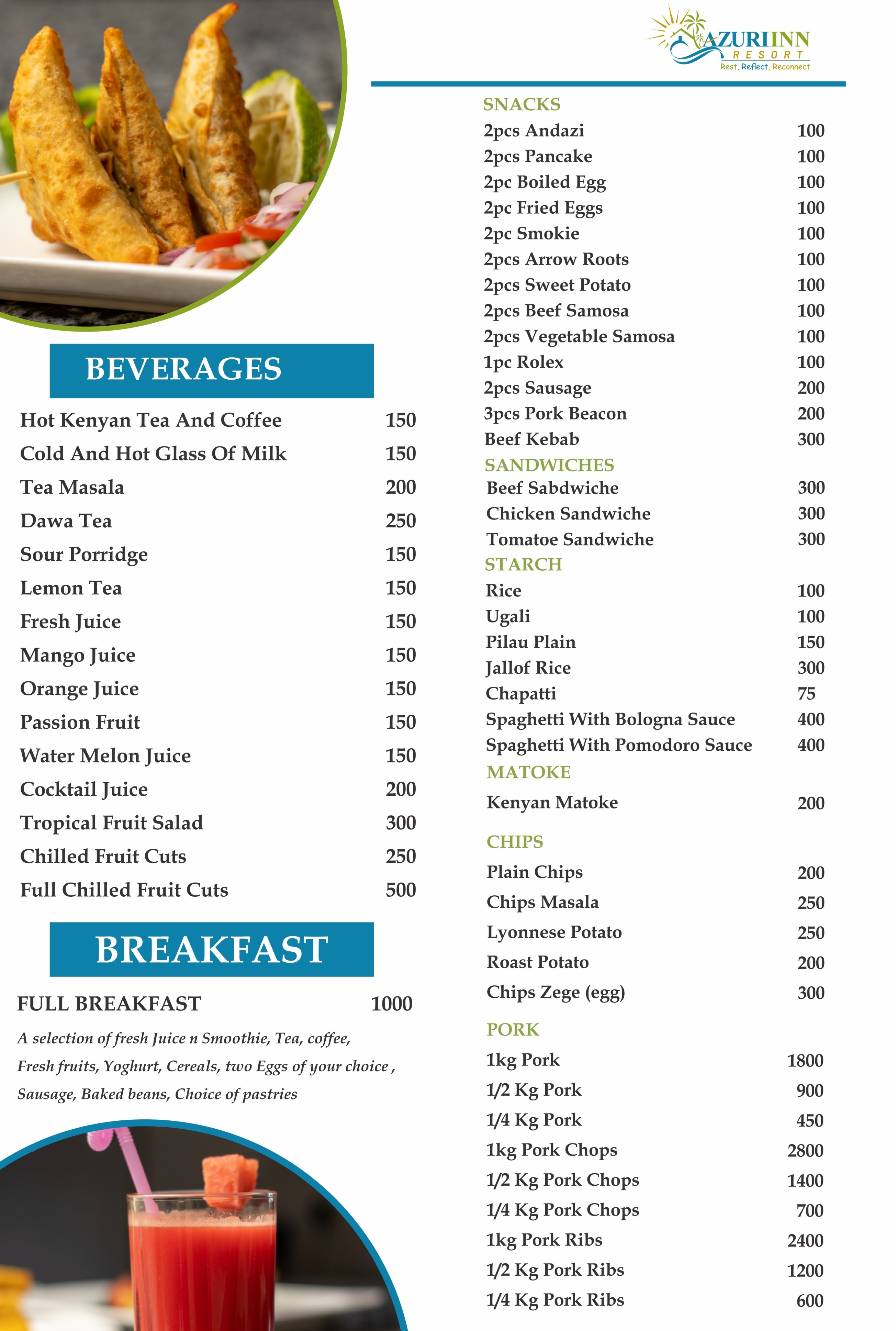 Food Menu Page 1